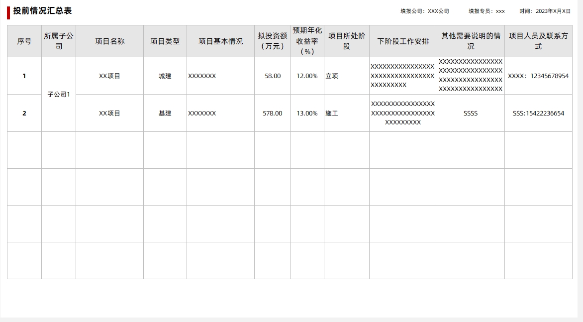 投前投后管理台账